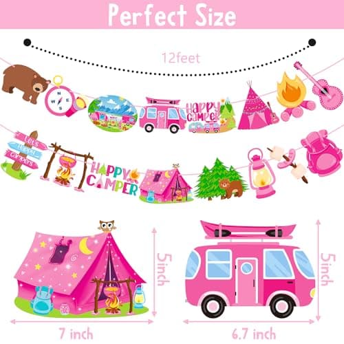 Happy Camper Birthday Party Banner Decoration 2Pcs