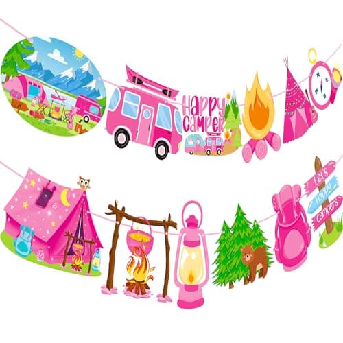 Happy Camper Birthday Party Banner Decoration 2Pcs