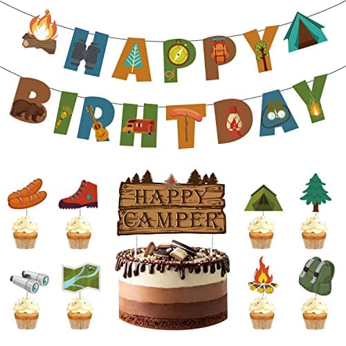 Happy Birthday Camping Party Decorations Kit