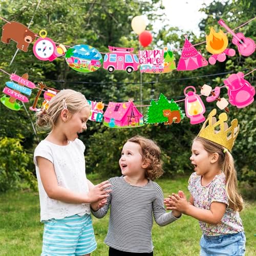 Happy Camper Birthday Party Banner Decoration 2Pcs