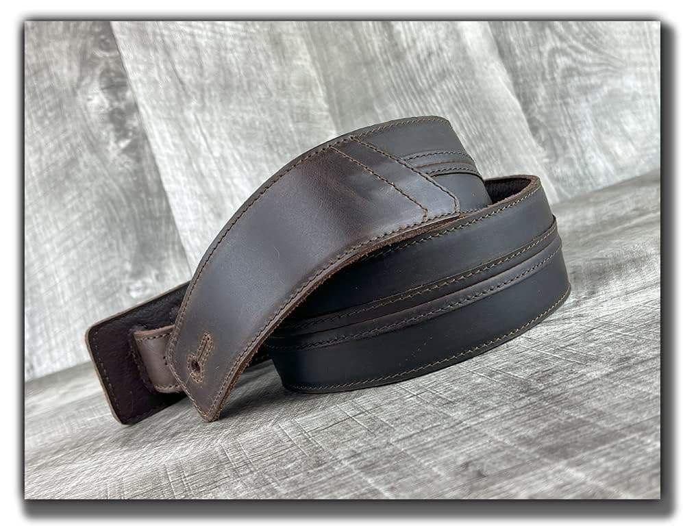 Original Straight Up Full Grain Padded Leather Guitar Strap