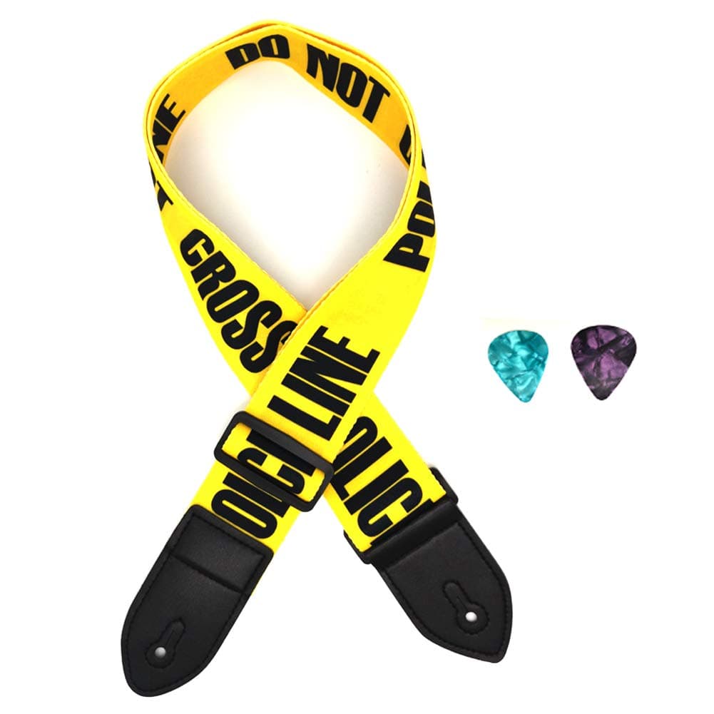Yellow Police Line Acoustic & Electric Guitar Strap