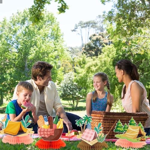Camping Party Honeycomb Centerpieces for Kids Birthday Decorations