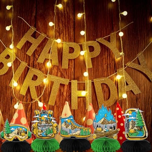 Camping Adventure Party Decor for Camper Birthday Photo Booth Props