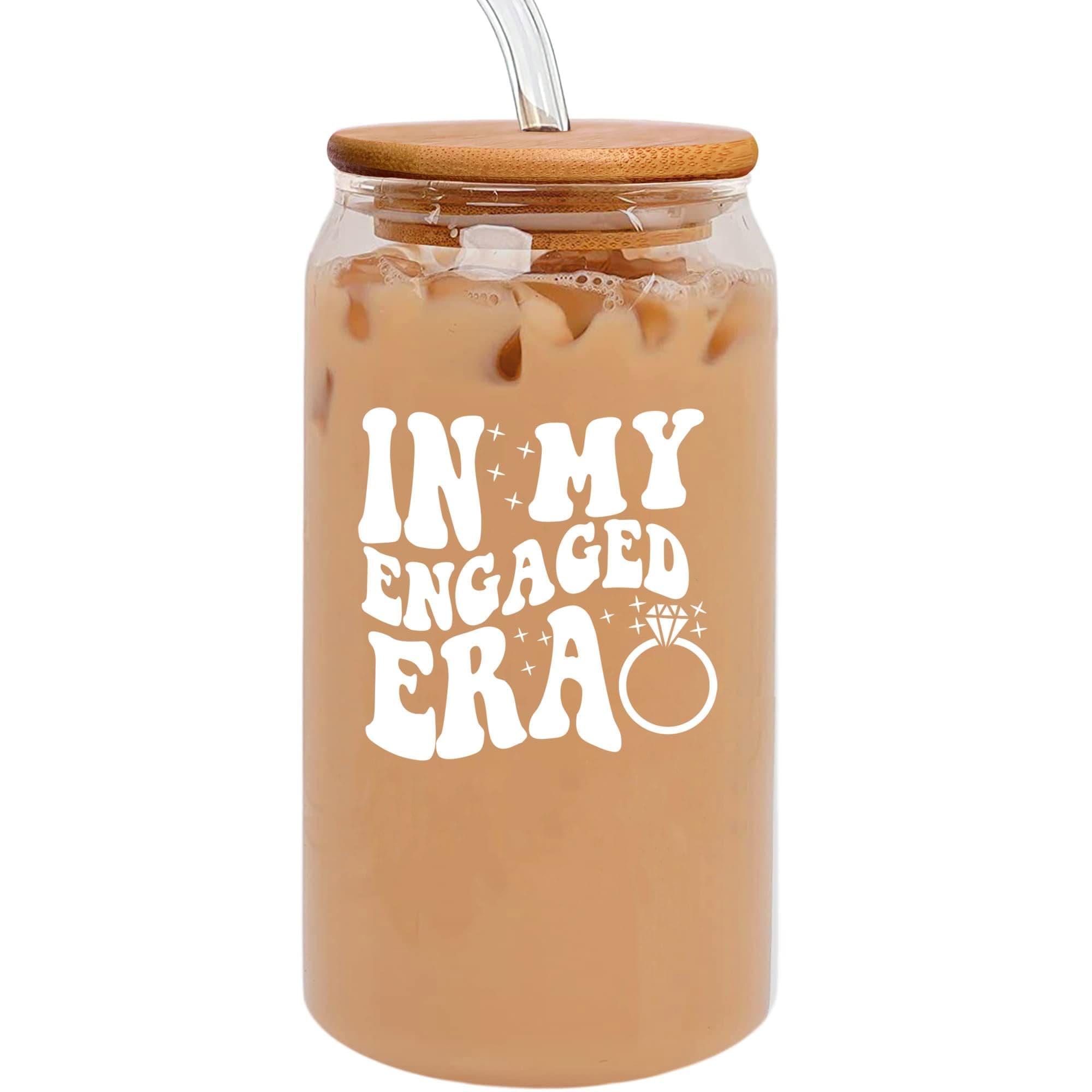 Engagement Gifts: 16 oz Coffee Glass Mug for Women - Funny Newly Engaged Ideas for Singer Merch Fans