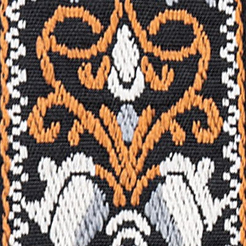 Floral Jacquard Embroidered Guitar Strap for Electric and Acoustic Guitars — Brown Black