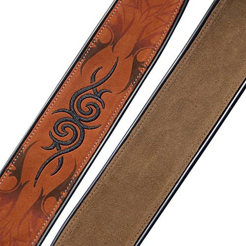 Deluxe Italian Leather Guitar Strap, Super Soft Suede, 2.5" Wide, Adjustable 43.5" to 56"