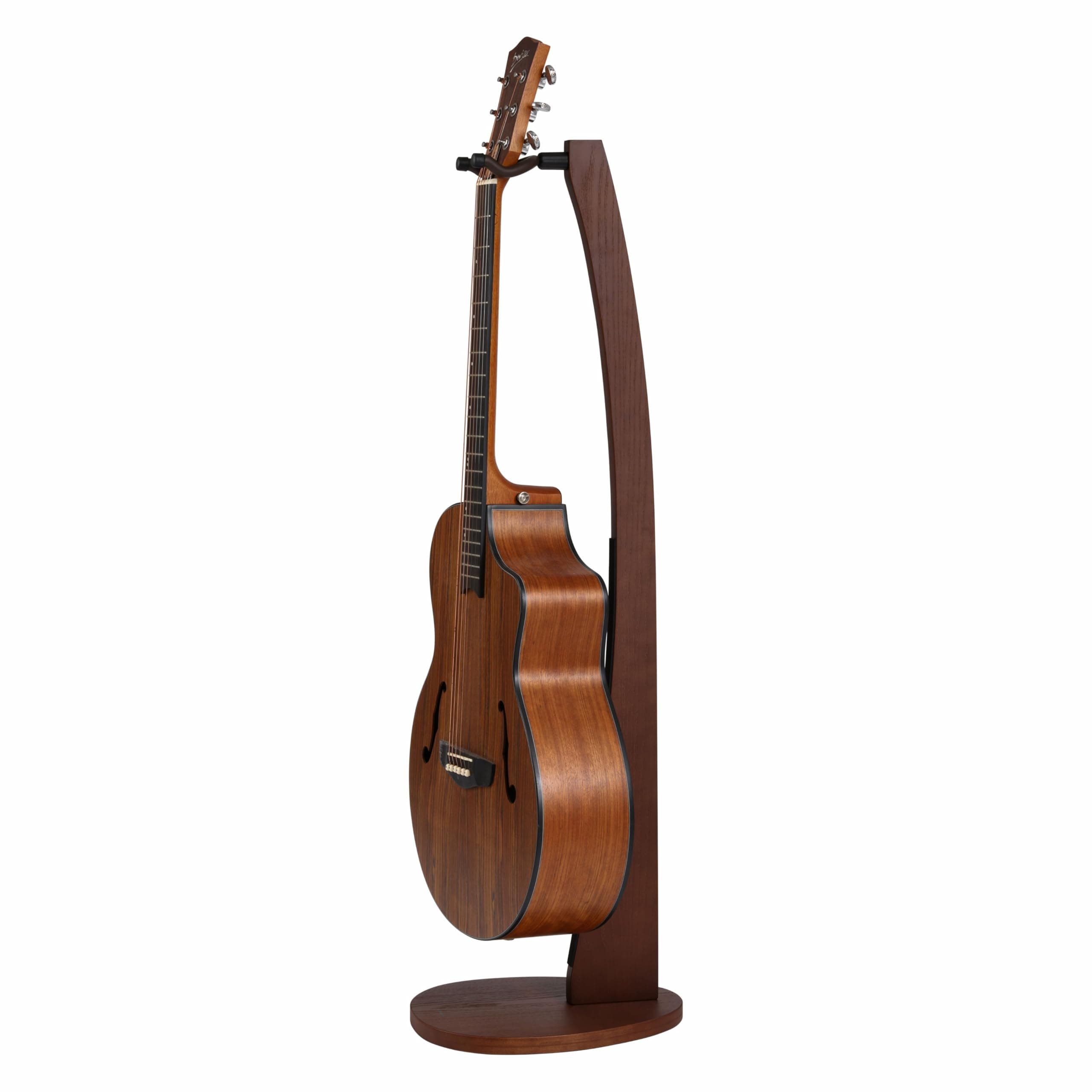 Wooden Guitar Stand - Handmade German Ash Solid Wood Stand for Acoustic Guitars, Classical Guitars, Banjos, and Mandolins (Dark Brown)