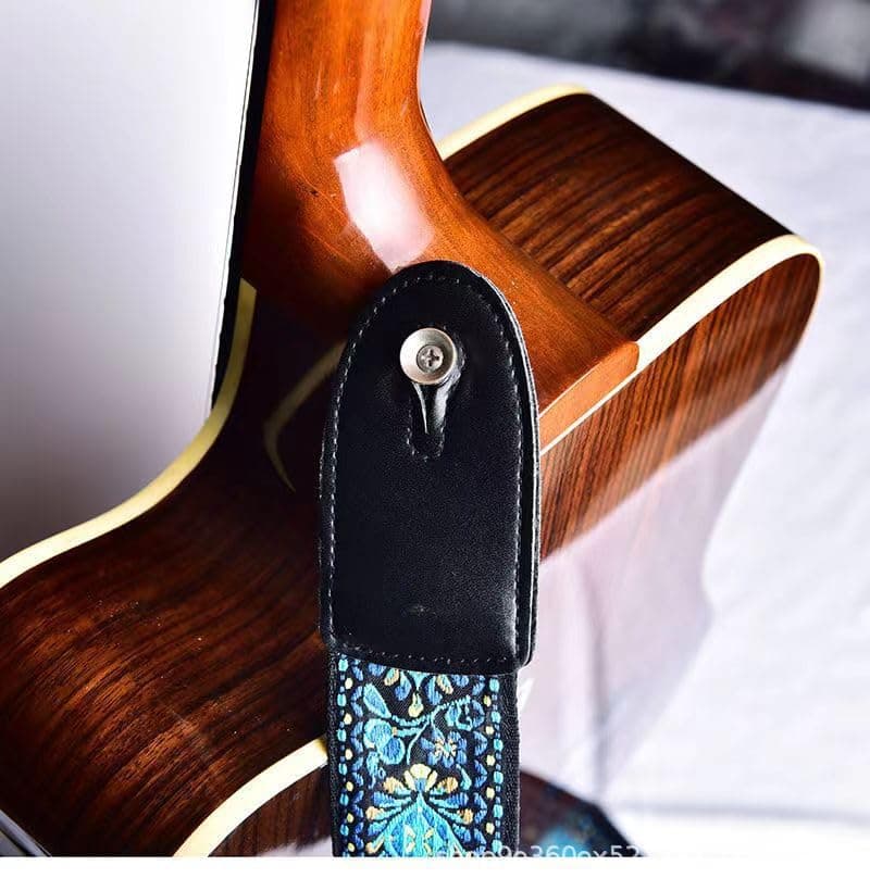 Classic Jacquard Cotton Guitar Strap with Metal Buckle for Bass, Electric, and Acoustic Guitars