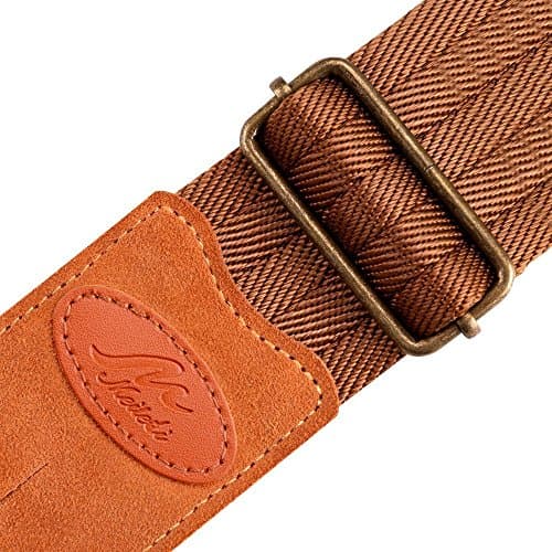 Suede Ends Safety Locks Leather Button Acoustic Electric Guitar Strap
