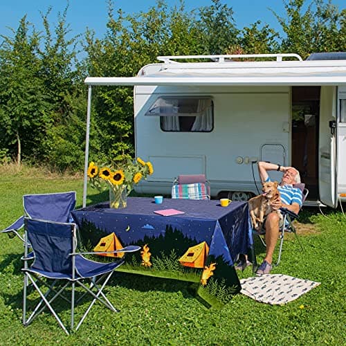 Breling 4Piece Camping Party Decorations Tablecloth Campfire Cover Picnic Supplies