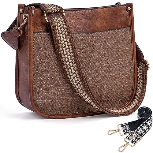 Caitina Women's Vegan Leather Adjustable Strap Crossbody Hobo Purse — A0-zs Red With Brown