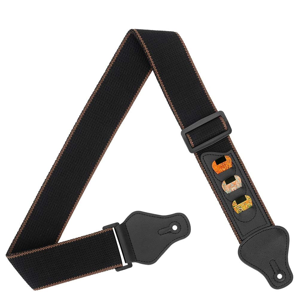 BestSounds Soft Cotton Guitar Straps with 3 Pick Holders