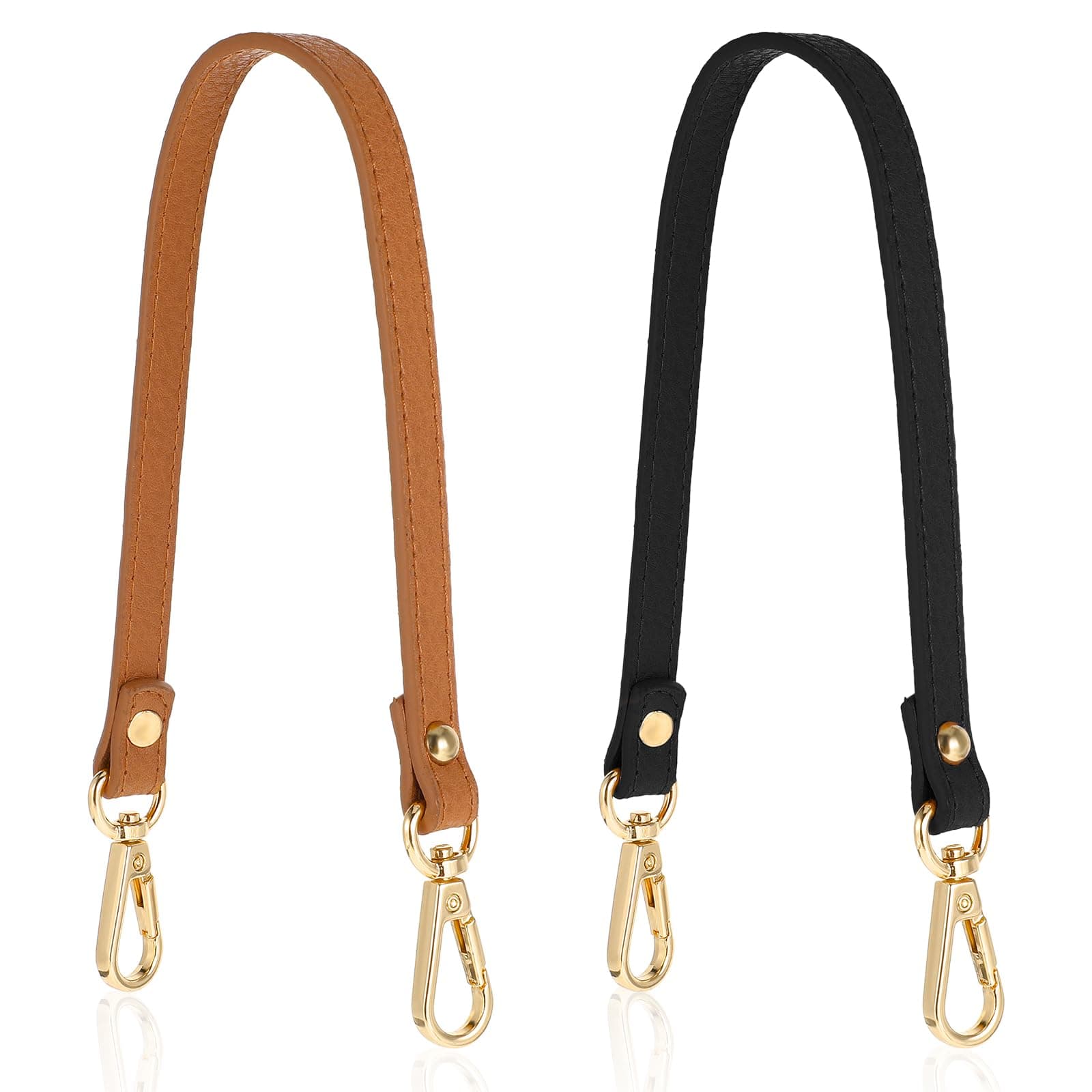 Nogeqi Black Brown 16.14inch Leather Bag Strap, Gold Lock Shoulder Strap