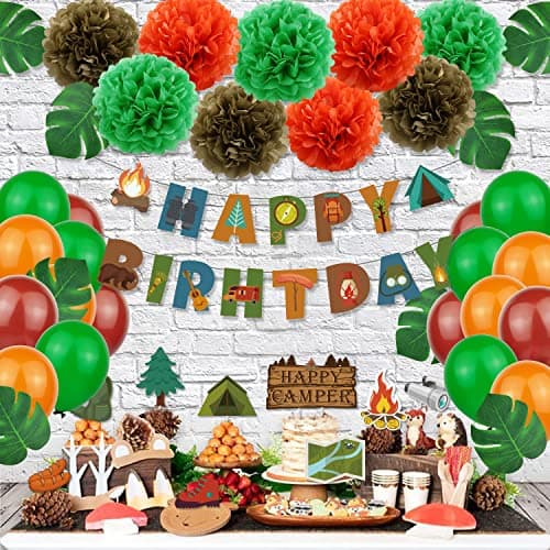 Happy Birthday Camping Party Decorations Kit