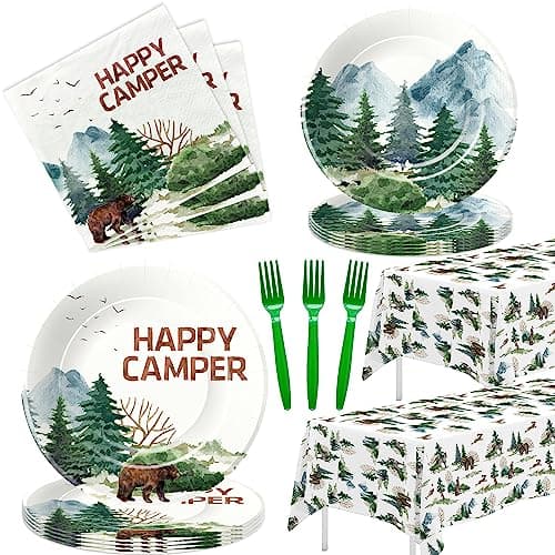 Happy Camper Birthday Party Supplies - Camping Adventure Theme Decorations | Serve 24