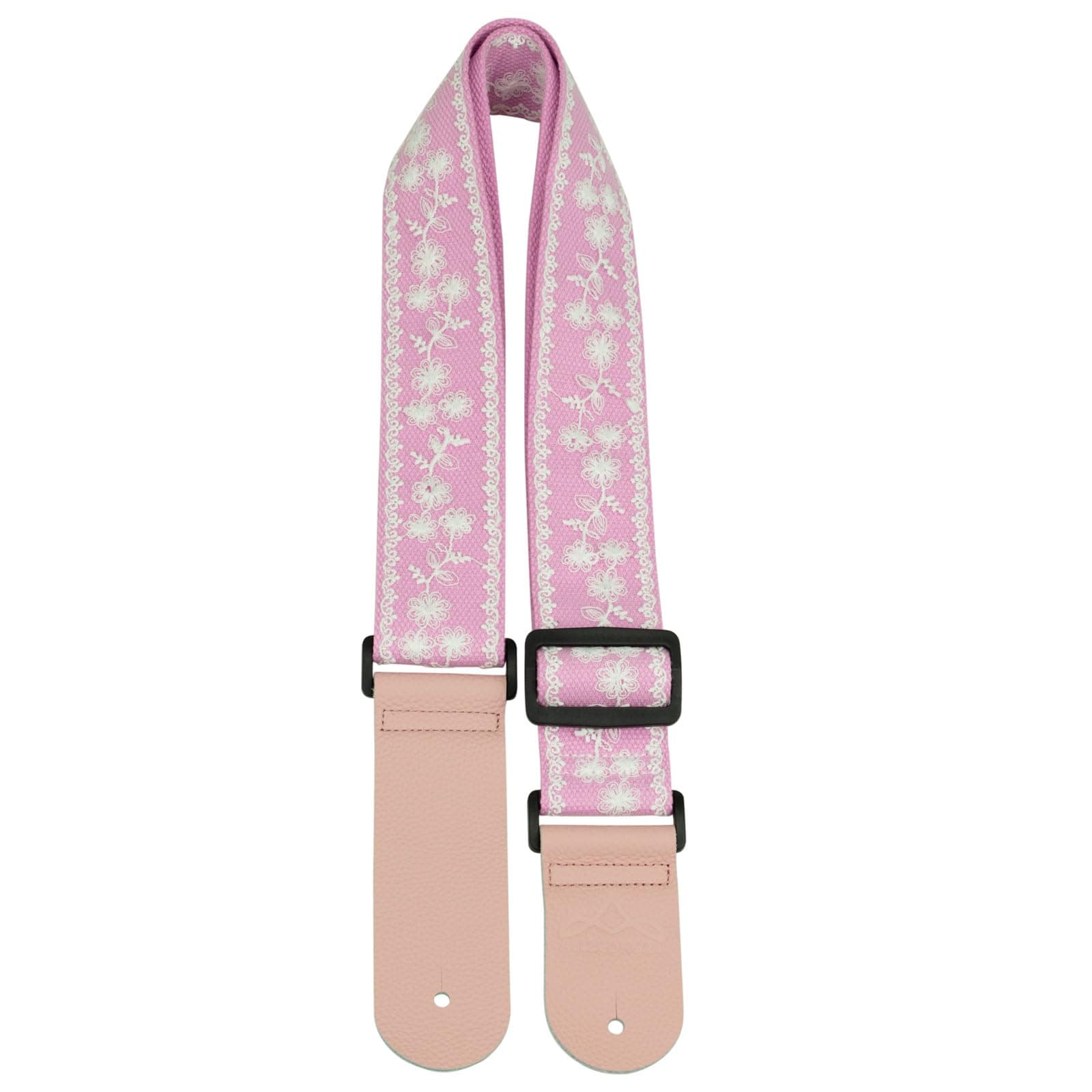 ALLZEDREAM Lace Pink Guitar Strap, Genuine Leather Ends