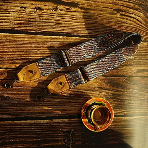 Cowhide Leather Crossbody Bag Strap Vintage Pattern 2 Inch