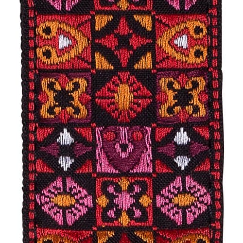 KLIQ Vintage Woven Guitar Strap for Acoustic & Electric Guitars — Classic Woodstock Red