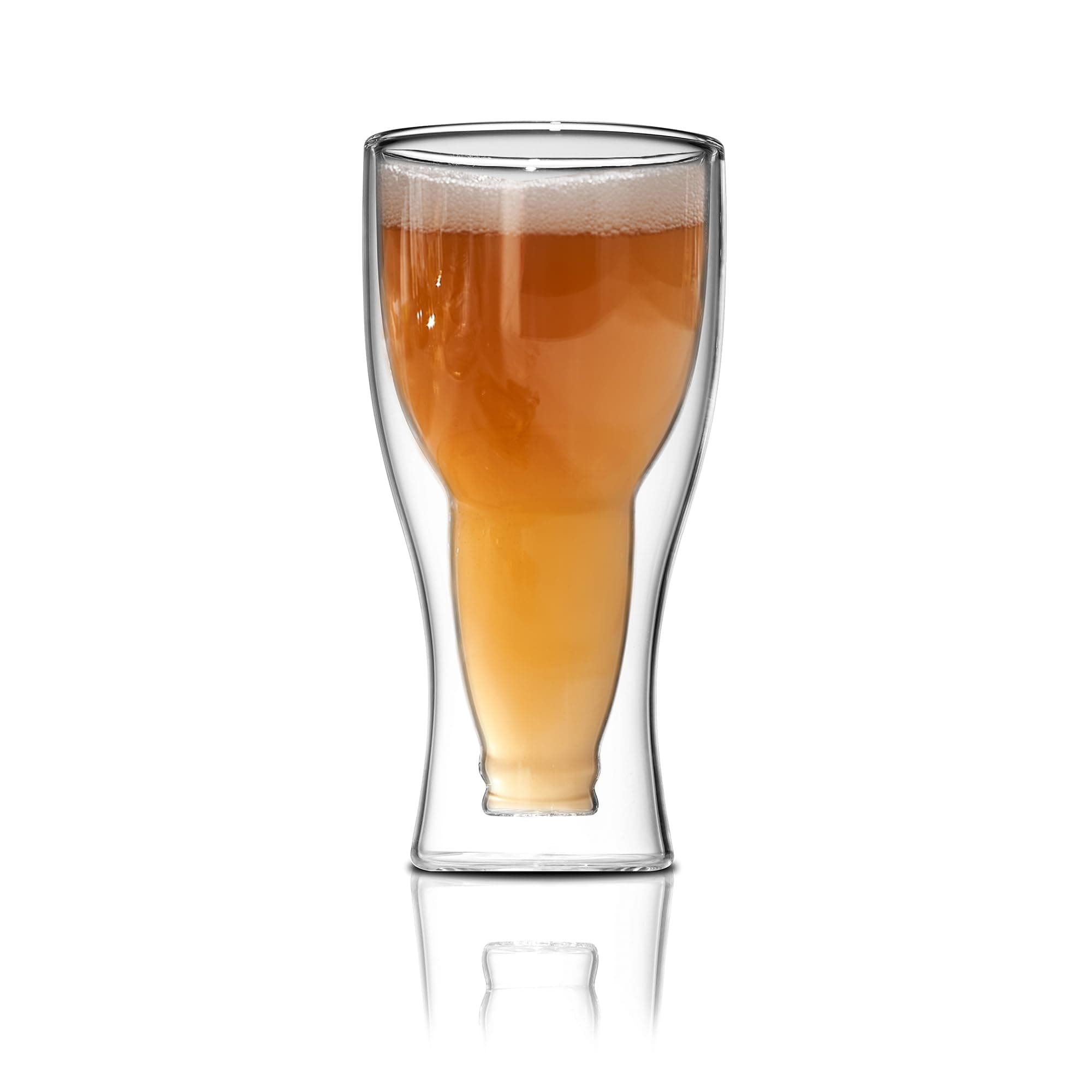 Unique Upside Down Beer Bottle Style Double Wall Glasses - 13.5 oz, Savor Chilled Beer in Style