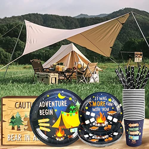 Camping Theme Party Supplies Set for 24 Guests