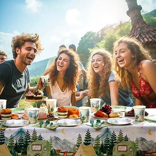 20-Person Camping Party Tableware Set for Kids Forest Adventure Theme