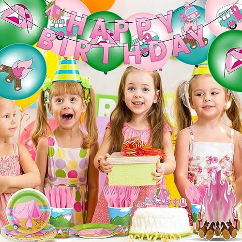 154 Pcs Camping Girl Party Decor Set