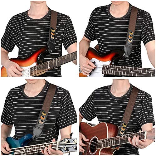 BestSounds Soft Cotton Guitar Straps, 3 Pick Holders, Bass, Electric & Acoustic
