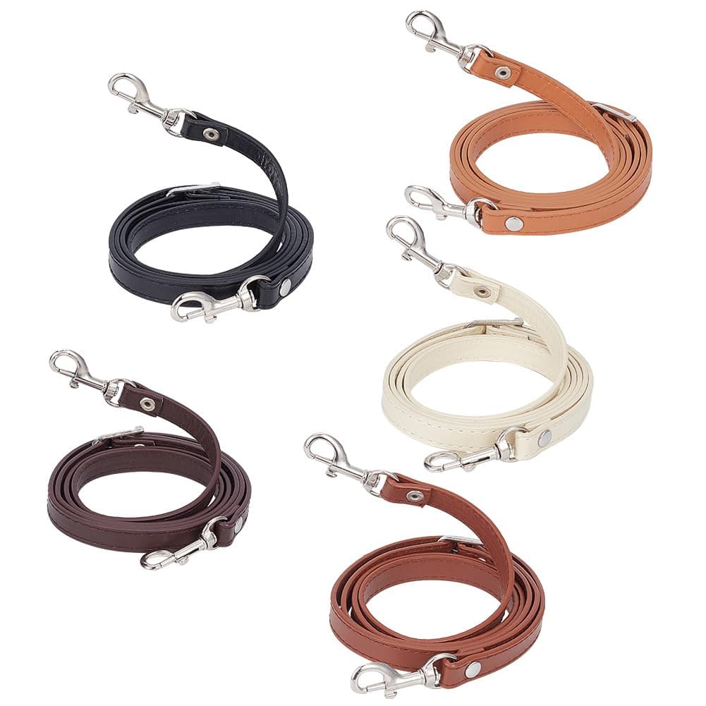 PandaHall 5 Color Cross Body Purse Strap, Adjustable Leather Handles with Platinum Buckles
