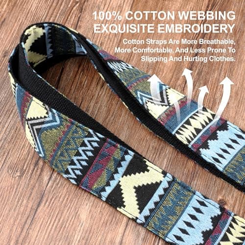 Bohemian Quadrilateral Guitar Strap with Headstock Rope and Leather Headband