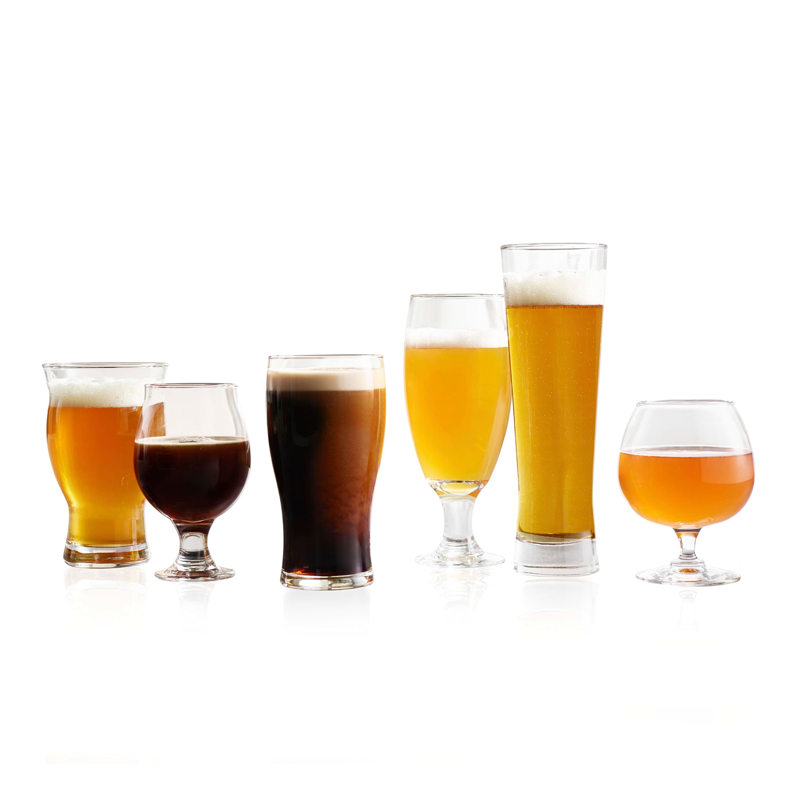 Craft Beer Glasses Set of 6 for Pilsner, Stout, Lager, IPA & More