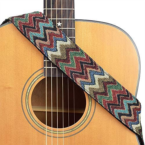 CLOUDMUSIC Guitar Strap Vintage Classical Pattern Design Picks Free — Colorful Wave