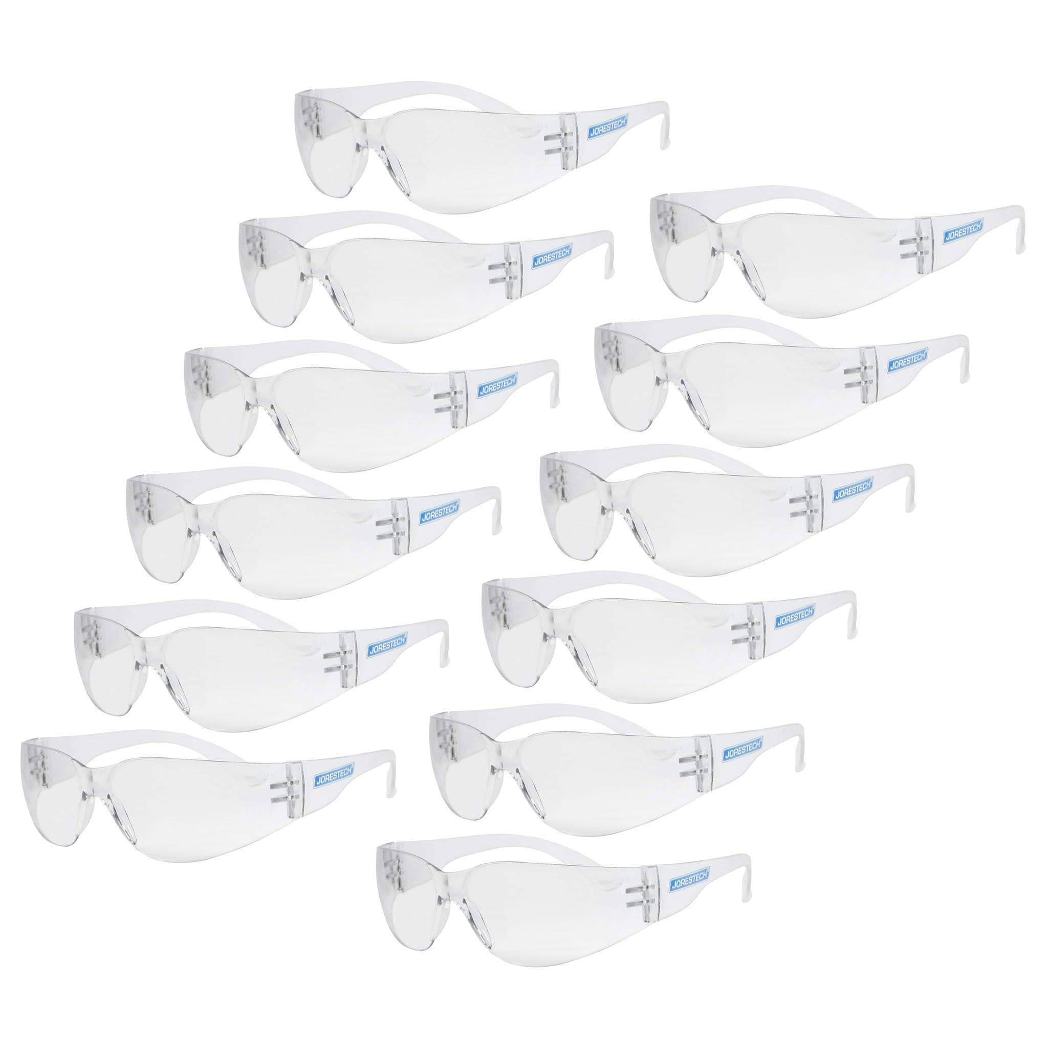 JORESTECH Polycarbonate Safety Glasses, Impact Resistant, Pack of 12 (Clear)