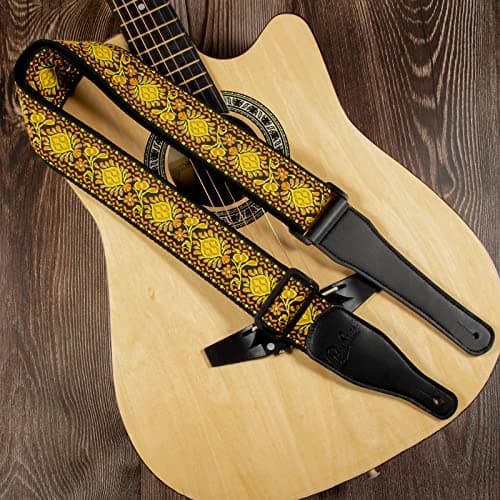Jacquard Embroidered Cotton Guitar Strap with Genuine Leather Ends for Bass, Acoustic, and Electric Guitars
| Genuine Leather Ends Jacquard Embroidered Cotton Guitar Strap for Bass, Acoustic, and Electric Guitars
| Jacquard Embroidered Cotton and Ge