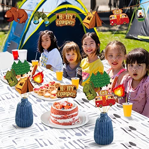 Camping Theme Party Centerpiece Sticks, 24pcs Birthday Adventure Decor