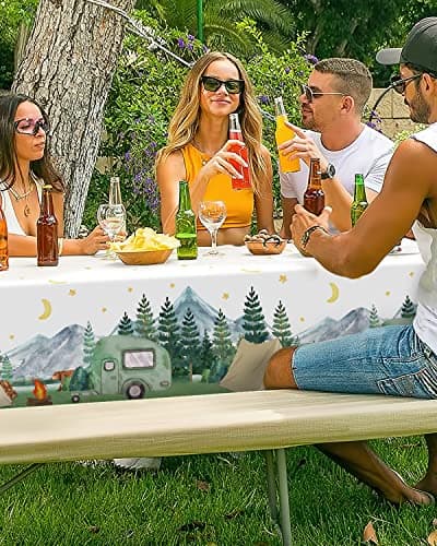 Camping Birthday Decorations Table Cover Set for Kids