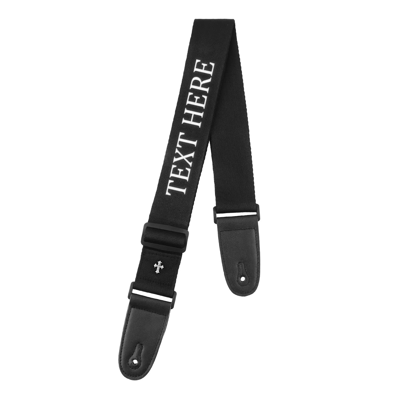 Personalized Black Embroidered Guitar Strap