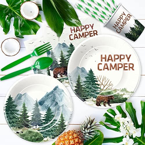 Happy Camper Party Supplies - Serve 24