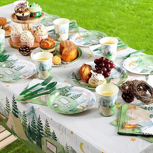 20-Person Camping Party Tableware Set for Kids Forest Adventure Theme