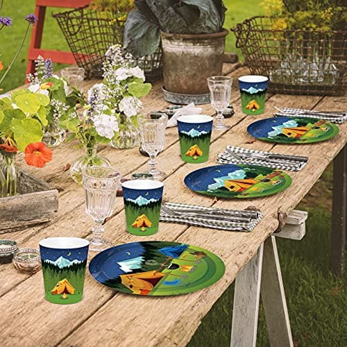 44PCS Happy Camper Theme Party Supplies Set
