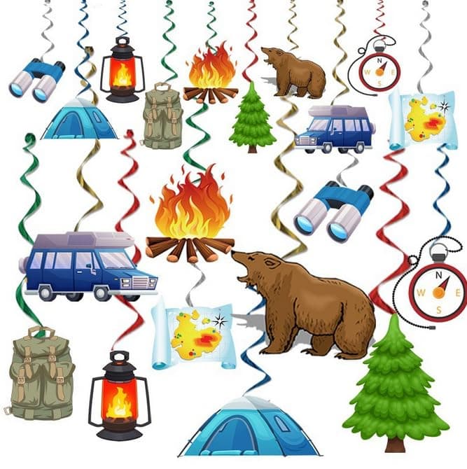 Camping Swirl Decorations for Kids Birthday Party Supplies