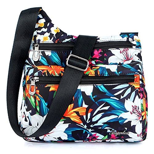 Nawoshow Nylon Floral Multi-Pocket Crossbody Travel Bag for Women — T10-lily