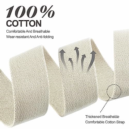 Thickened Cotton Guitar Strap with Leather Ends for Bass, Electric & Acoustic - Milk White