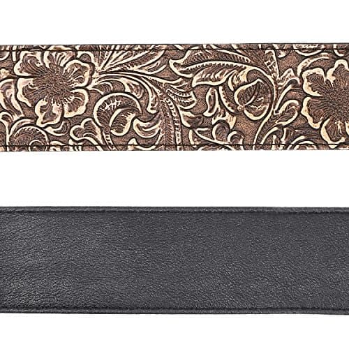 Anwenk Stamped Leather Guitar Strap for Electric Bass, Vintage 60's Style, Genuine Leather Ends, Includes 2 Picks