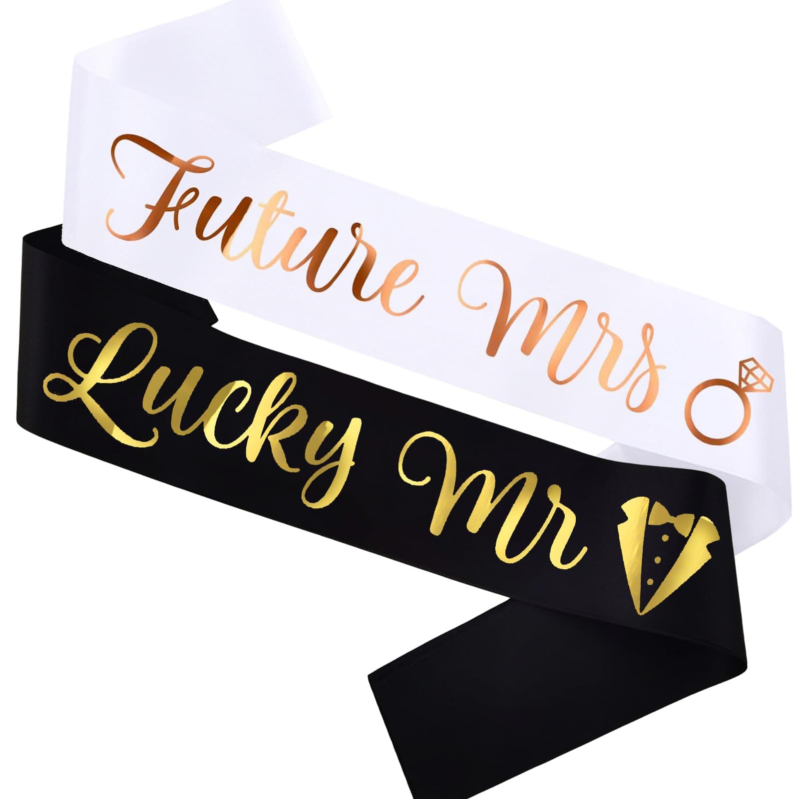 Mr and Mrs Sash Set for Bachelorette Party - Gold + Rose Gold