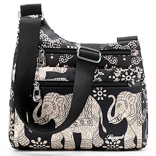 Nawoshow Nylon Floral Multi-Pocket Crossbody Travel Bag for Women — T10-elephant