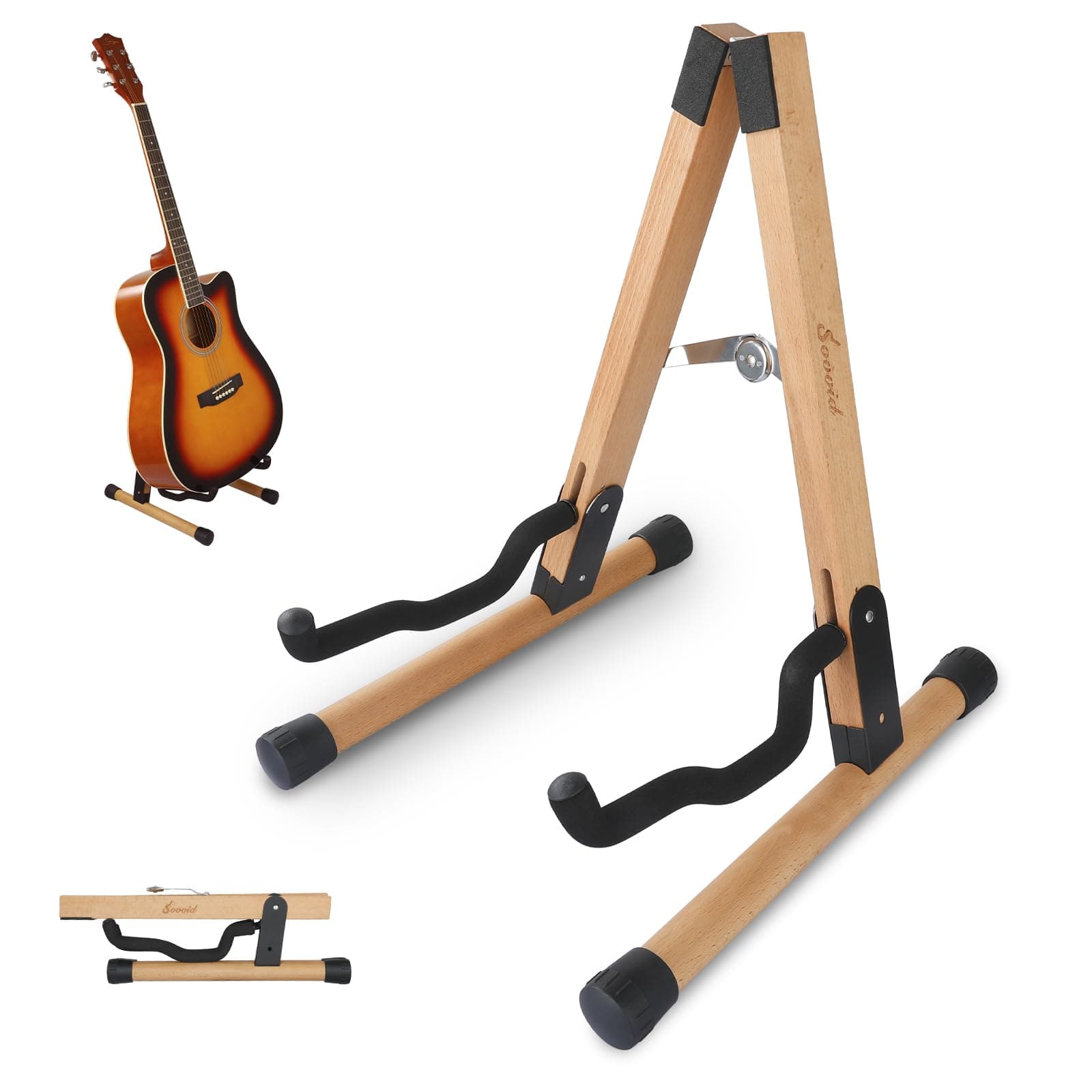 Adjustable Wooden Guitar Stand for Bass, Ukulele, Banjo, Mandolin