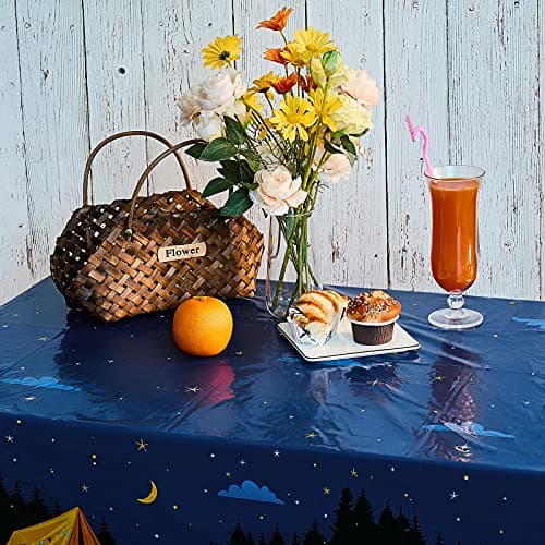Breling 4Piece Camping Party Decorations Tablecloth Campfire Cover Picnic Supplies