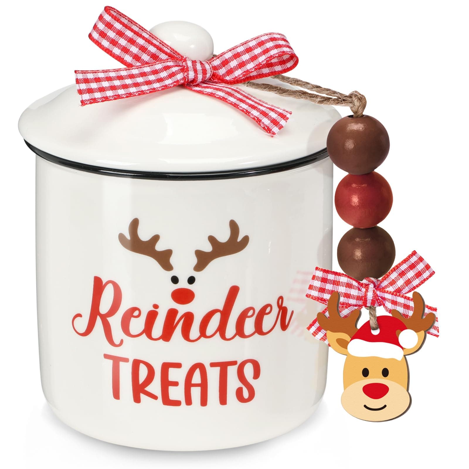 Christmas Reindeer Treats Canister for Tiered Tray Decoration