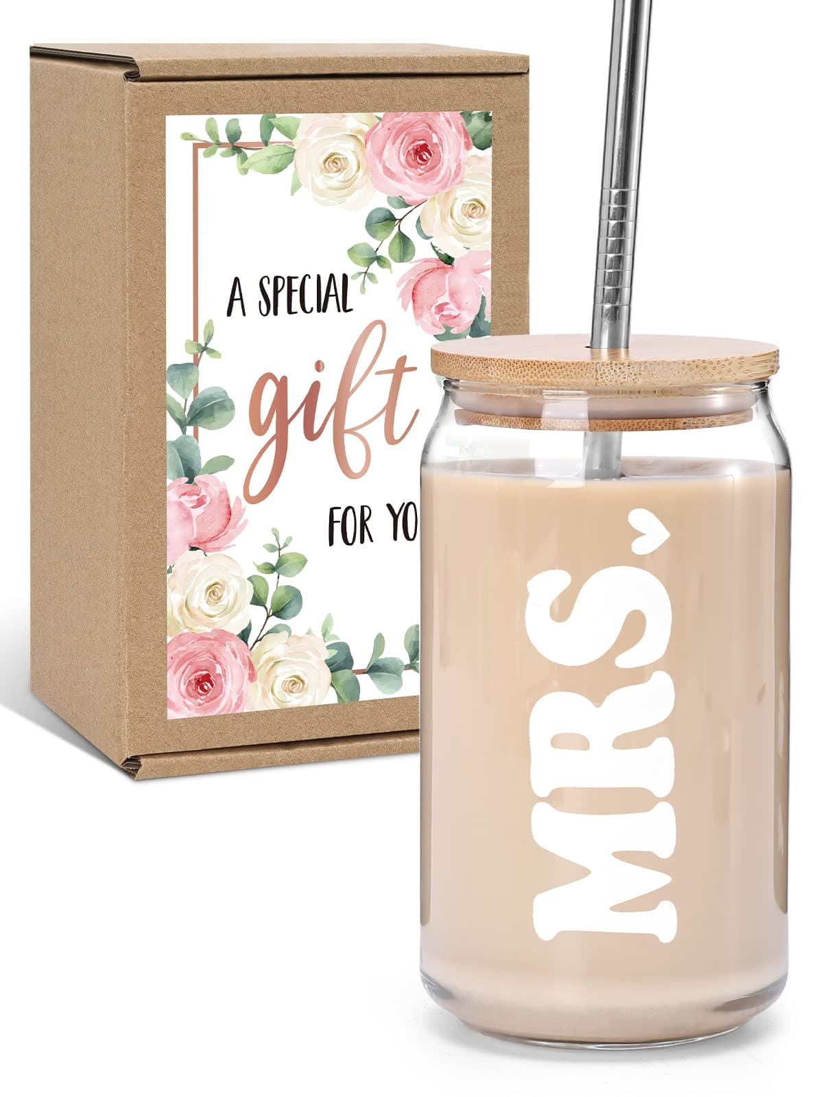 Engagement Gifts for Bride to Be and Newly Engaged Couples: Mrs. Beer Can Glass and Travel Mug Set